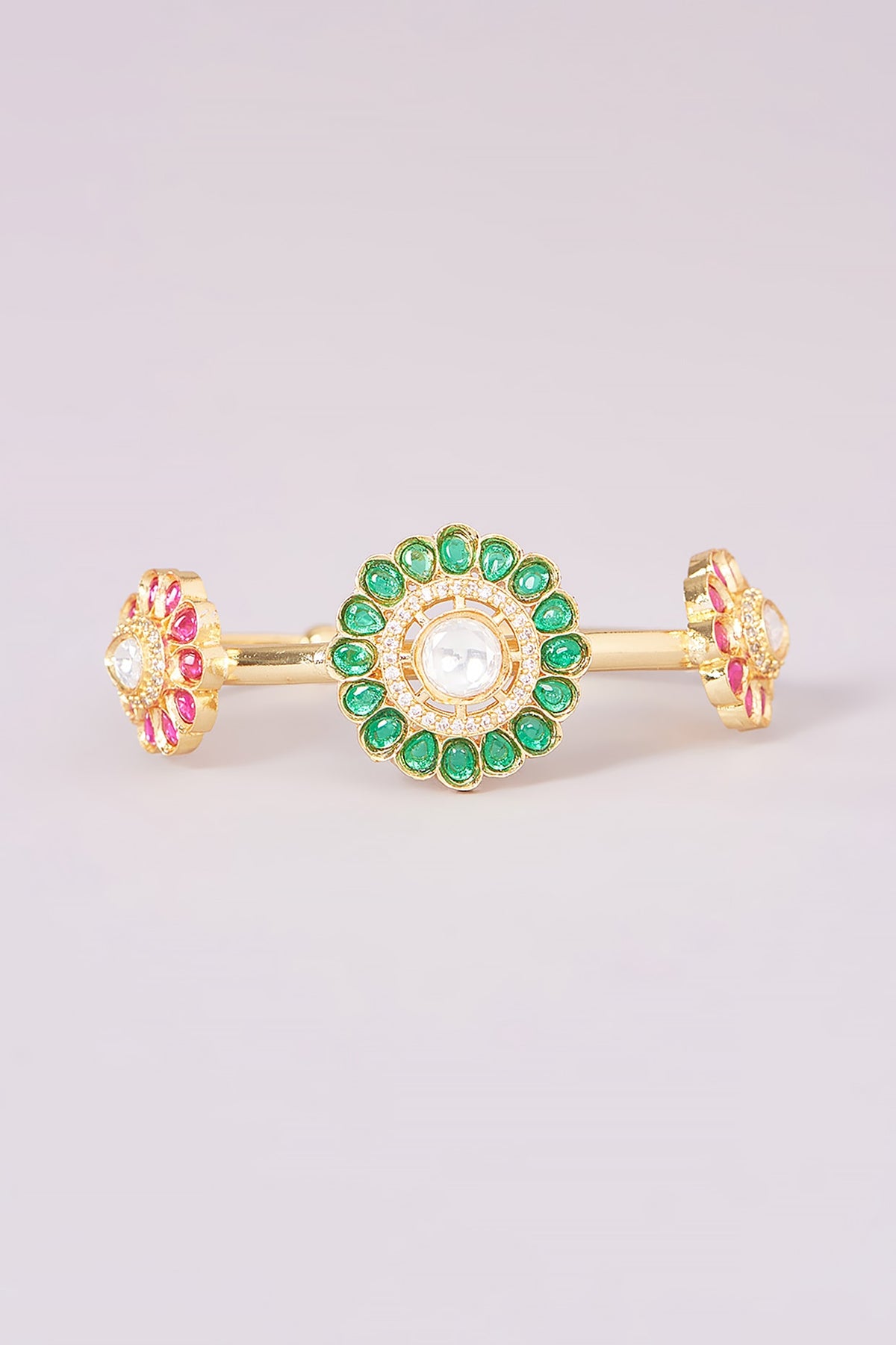Gold Finish Kundan Polki Bracelet