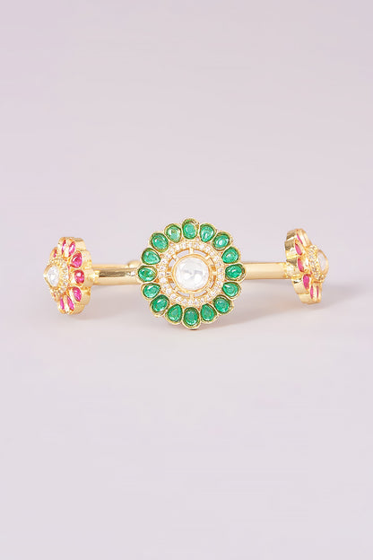 Gold Finish Kundan Polki Bracelet
