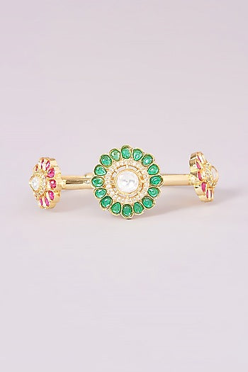 Gold Finish Kundan Polki Bracelet
