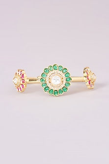 Gold Finish Kundan Polki Bracelet