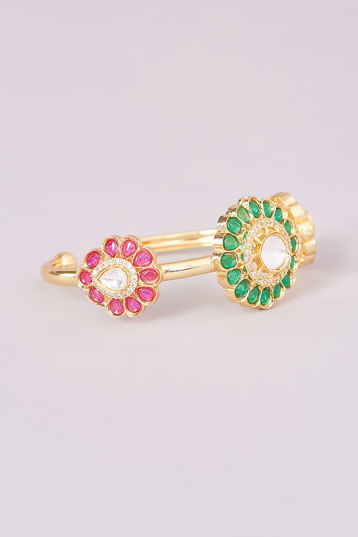 Gold Finish Kundan Polki Bracelet