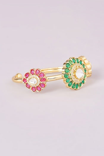 Gold Finish Kundan Polki Bracelet