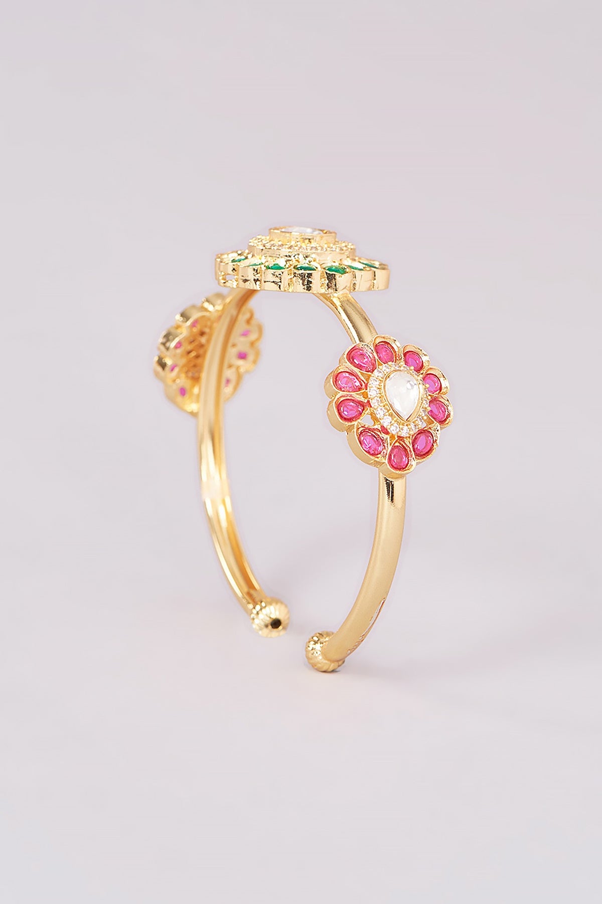 Gold Finish Kundan Polki Bracelet
