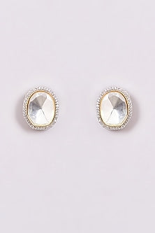Two-Tone Finish Kundan Polki Stud Earrings