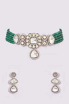 Two-Tone Finish Kundan Polki Choker Necklace Set