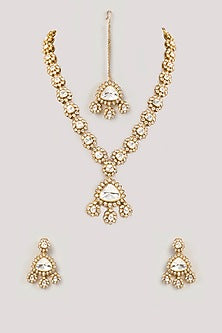 Two Tone Finish Kundan Polki Necklace Set