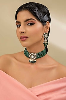 Two Tone Finish Kundan Polki Choker Necklace Set