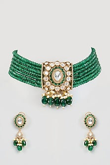 Two Tone Finish Kundan Polki Choker Necklace Set