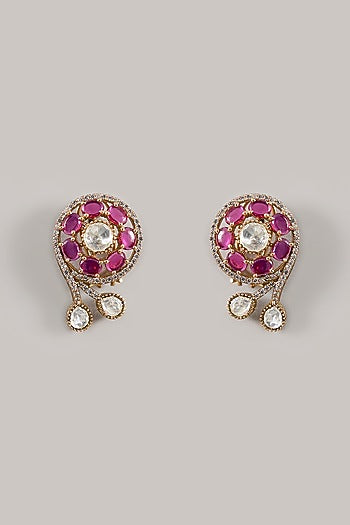 White Finish Kundan Polki & Ruby Stone Choker Necklace Set