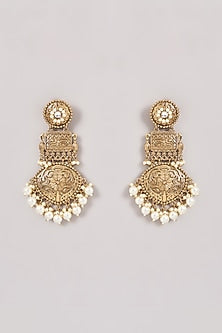 Gold Finish Pearl Chandbali Earrings