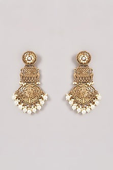 Gold Finish Pearl Chandbali Earrings