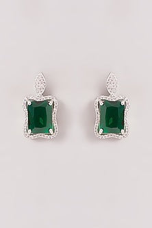 White Finish Green Zircon Choker Necklace Set