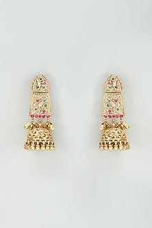 Gold Finish Zirconia Dangler Earrings In Sterling Silver