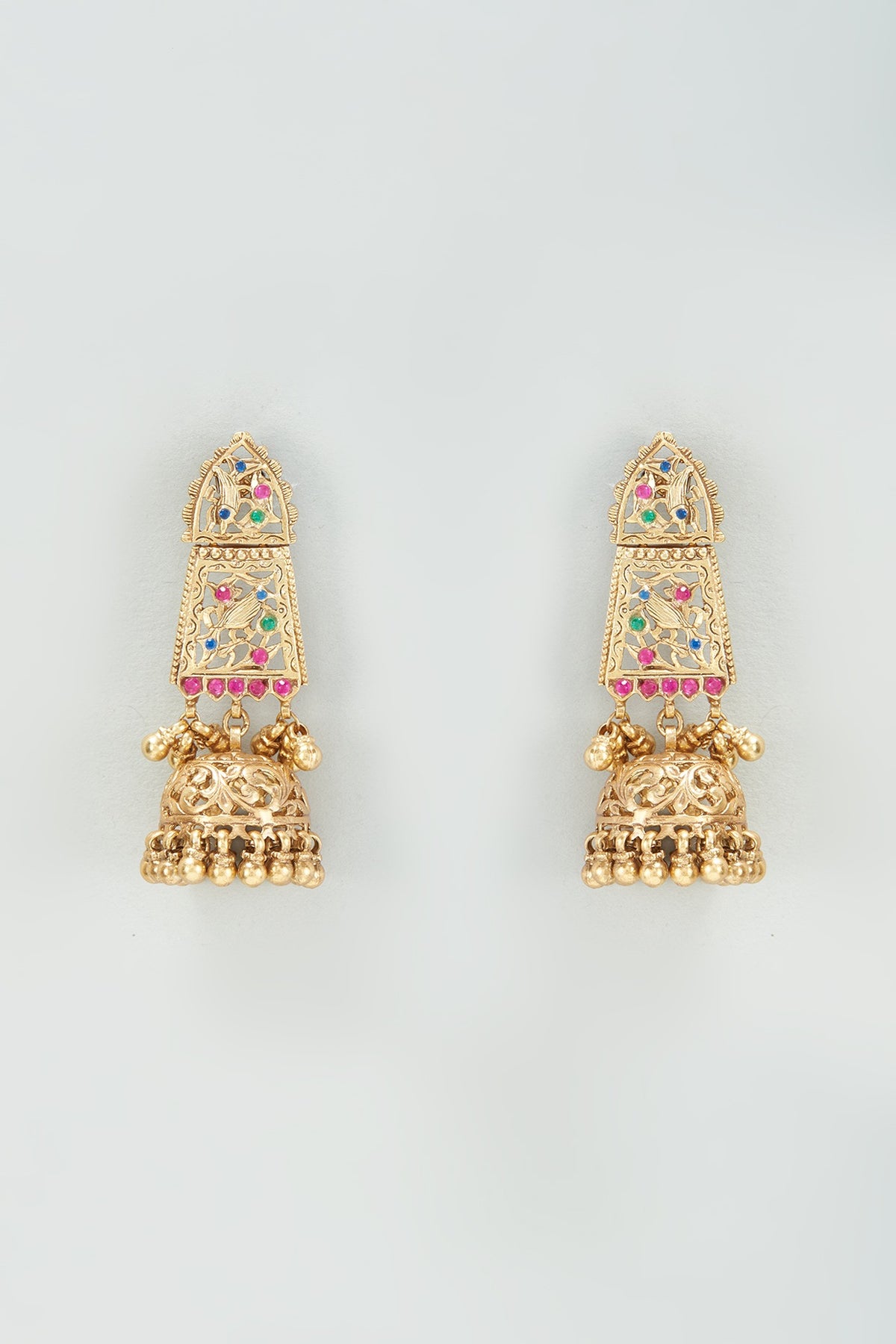 Gold Finish Zirconia Dangler Earrings In Sterling Silver