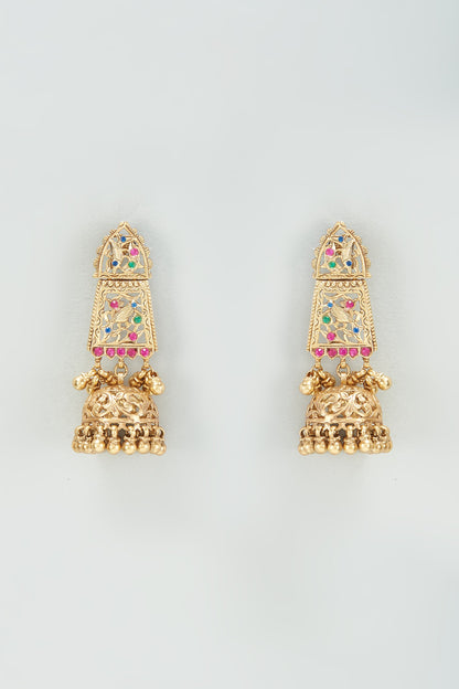 Gold Finish Zirconia Dangler Earrings In Sterling Silver