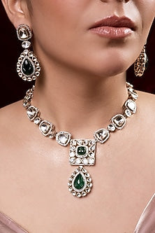 Two-Tone Finish Kundan Polki Necklace Set