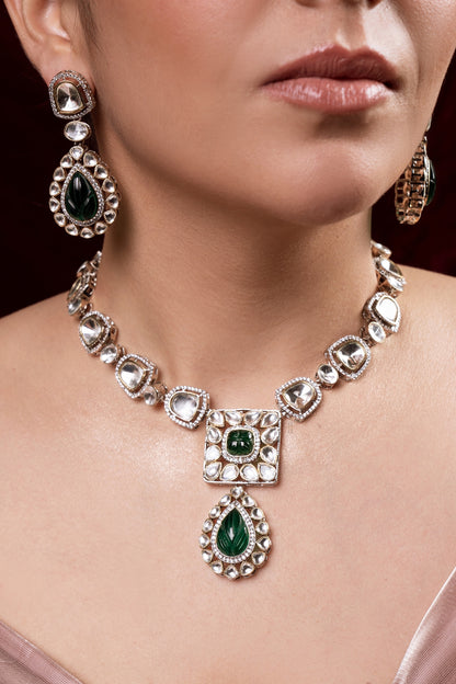 Two-Tone Finish Kundan Polki Necklace Set