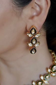 Gold Finish Kundan Polki Necklace Set