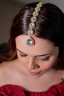 Gold Finish Kundan Polki Maangtikka