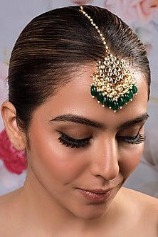 Gold Finish Kundan Polki Maangtikka