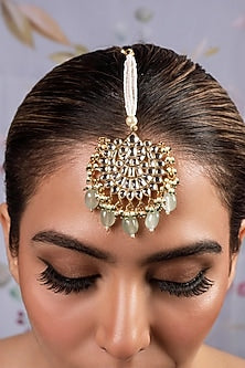 Gold Finish Kundan Polki Maangtikka