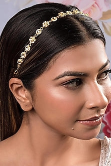 Gold Finish Kundan Polki Mathapatti