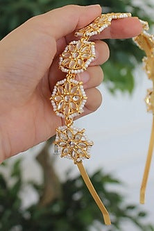 Gold Finish Kundan Polki Mathapatti