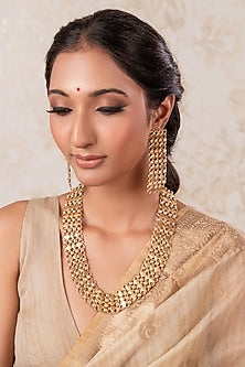 Gold Finish Long Necklace Set