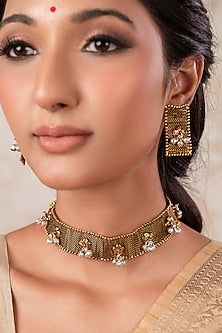 Two-Tone Finish Choker Necklace Set
