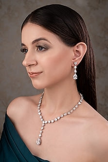 White Finish Zircon Necklace Set