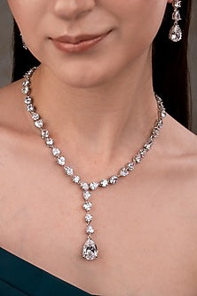 White Finish Zircon Necklace Set