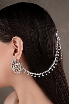 White Finish Zircon Earchains