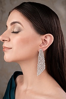 White Finish Zircon Dangler Earrings