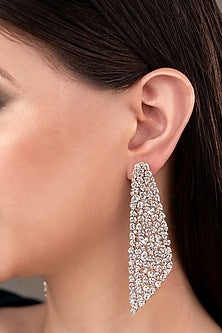 White Finish Zircon Dangler Earrings