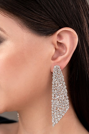 White Finish Zircon Dangler Earrings