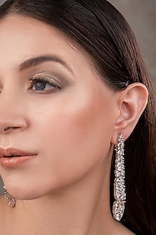 White Finish Zircon Dangler Earrings