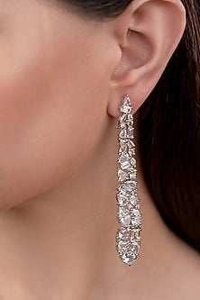 White Finish Zircon Dangler Earrings