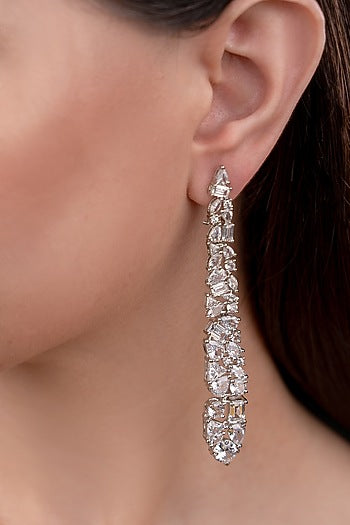 White Finish Zircon Dangler Earrings