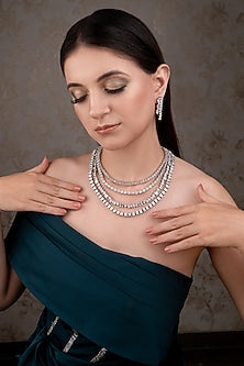 White Finish Zircon Necklace Set