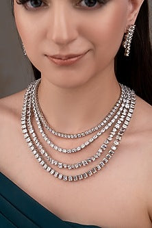 White Finish Zircon Necklace Set