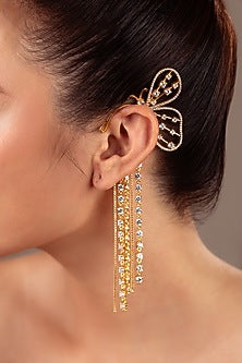 Gold Finish Zircon Butterfly Earcuff