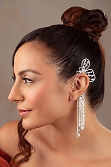 White Finish Zircon Butterfly Earcuff