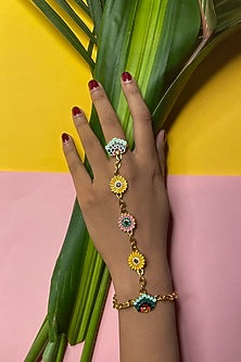 Gold Finish Multi-Colored Enameled Hand Harness