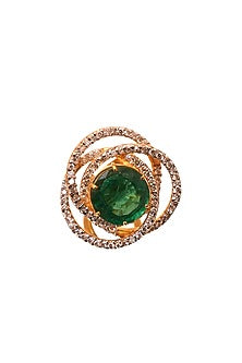 14Kt Yellow Gold Emerald & Diamond Ring