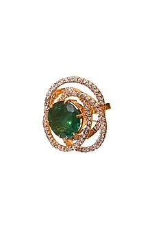 14Kt Yellow Gold Emerald & Diamond Ring
