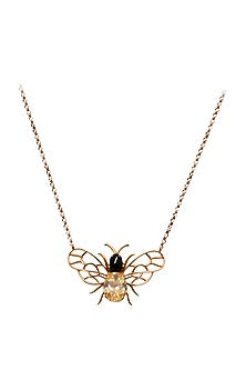 14Kt Yellow Gold Yellow Stone & Diamond Pendant Necklace