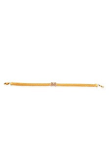 14Kt Yellow Gold Diamond Three Layered Chain Openable Bracelet