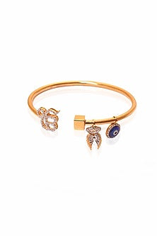 14Kt Yellow Gold Diamond Evil Eye Bangle