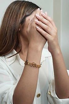 14Kt Yellow Gold Diamond Om Namah Shivaya Bangle