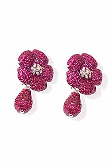 14Kt Yellow Gold Ruby & Diamond Dangler Earrings
